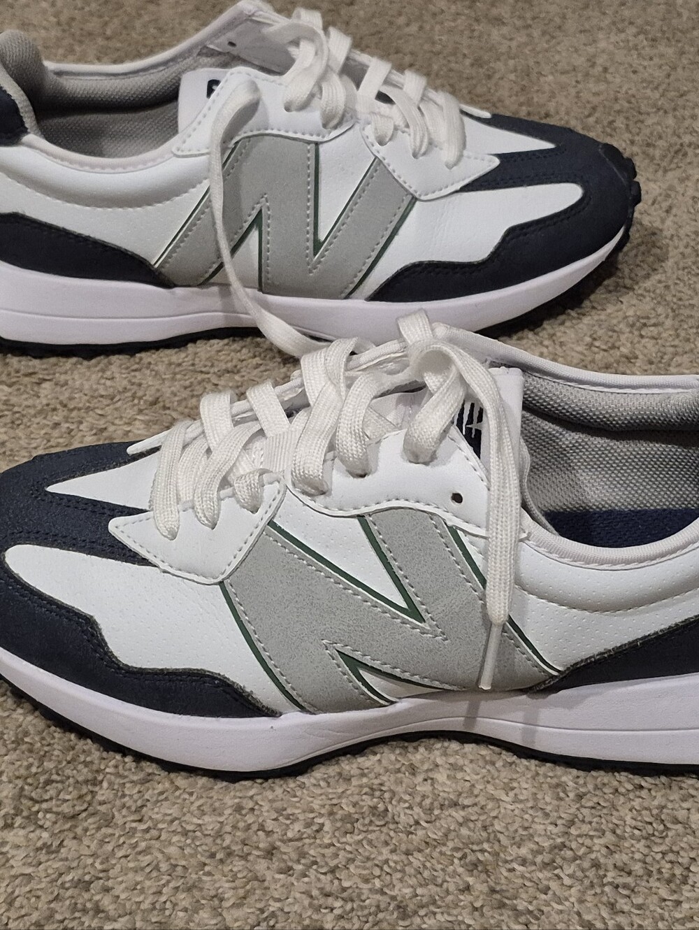Women's White & Gray Athletic Sneakers with Navy Accents. Never Worn.